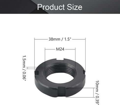 MroMax M24x10mm Retaining Slotted Round Nuts,Carbon Steel 4-Slot Spanner Nut for Roller Bearing Pump Valve Black 2Pcs in Saudi Arabia
