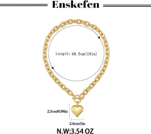 Heart Pendant Necklaces for Women Statement Chunky Chain Necklace Love Heart Charm Choker Necklace in Saudi Arabia