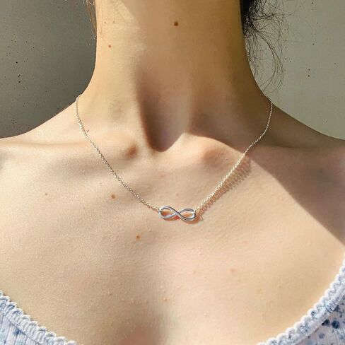 Silver Necklace for Women, 14K White Gold Plated Dainty Infinity Bead Star of David Starfish Sun Hummingbird Butterfly Flower Palm Tree Plane Sunflower Pendant Necklaces Simple Jewelry in Kuwait