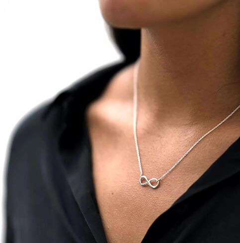 Silver Necklace for Women, 14K White Gold Plated Dainty Infinity Bead Star of David Starfish Sun Hummingbird Butterfly Flower Palm Tree Plane Sunflower Pendant Necklaces Simple Jewelry in Kuwait