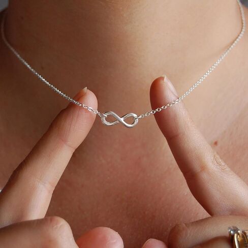 Silver Necklace for Women, 14K White Gold Plated Dainty Infinity Bead Star of David Starfish Sun Hummingbird Butterfly Flower Palm Tree Plane Sunflower Pendant Necklaces Simple Jewelry in Kuwait