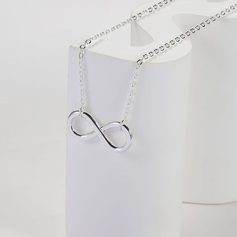 Silver Necklace for Women, 14K White Gold Plated Dainty Infinity Bead Star of David Starfish Sun Hummingbird Butterfly Flower Palm Tree Plane Sunflower Pendant Necklaces Simple Jewelry in Kuwait