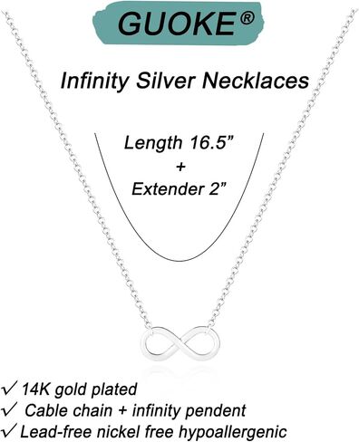 Silver Necklace for Women, 14K White Gold Plated Dainty Infinity Bead Star of David Starfish Sun Hummingbird Butterfly Flower Palm Tree Plane Sunflower Pendant Necklaces Simple Jewelry in Kuwait