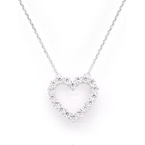 STORYJEWELLERY Heart Necklaces for Women, 925 Sterling Silver Heart Pendant, Dainty Cubic Zirconia Love Necklace for Women, Cute Jewelry