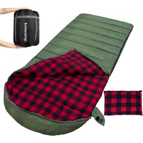Keencamp 0 Degree Sleeping Bag Cotton Flannel Winter Cold Weather for Adults XXL Sleeping Bag 4 Season Big and Tall with Pillow Compression Sack in Saudi Arabia