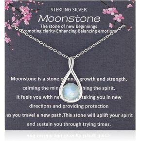 قلادة Sterling Silver Moonstone ، قلادة Infinity مع سلسلة ، هدية بدايات جديدة مع Sage White