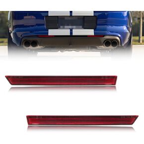 Rear Bumper Reflector Compatible with Fo-rd Must-ANG 2013-2014, [DOT] [Waterproof] Rear Bumper Reflector Housing [No Bulbs], Replace OEM #DR3Z15A448A, 1 Pair, Smoked Lens