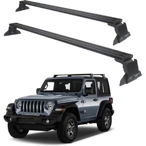 AutekComma Off Road Road Roof Top Crossbar Presentive for 2018-2024 Jeep Wrangler JL 4Door & Gladiator JT for Overland/Off Road Gears Max Loading Weight 400lb (ليس من أجل السقف الناعم)