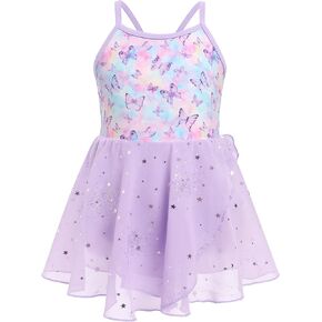 ODASDO Ballet Leotard for Girls Dance Kids Camisole Strap Chiffon Dresses Ballerina Gymnastics Class Traning Outfit