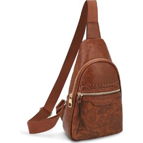 ALYSSA Large Sling Bag for Women Faux Leather Crossbody Fanny Pack Backpack Cross Body Purses 7L Crossbody Bags for Women