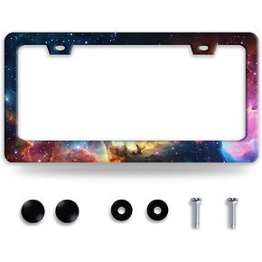 American Flag Eagle Mountains License Plate Frame Funny License Plate Holder Stainless Steel Accessories Cars Decor with 2 Holes Screws Fits Standard Us Ca Vehicles License Plate Frames 12.2 X 6 Inch