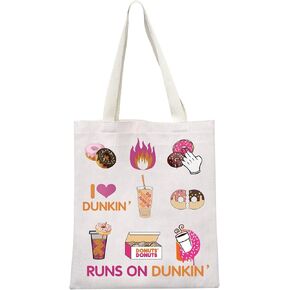 GJTIM DONUT COFKE GIFT تعمل على Dunkin 'Dunkin Tote Bag Dunkie Junkie Gift Coffee Dounut Loving Present