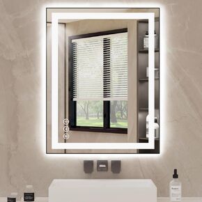 30X36 LED Bathroom Mirror with Lights, Anti-Fog, Backlit + Front Lit, Lighted Bathroom Vanity Mirror for Wall, Memory Function, Dimmable, Tempered Glass, Shatter-Proof, ETL Listed