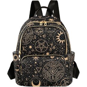 Gold Alchemical Witchcraft Sun and Moon Boho Backpack Prose for Women ، حقيبة كتف على ظهر حقيبة ظهر صغيرة في الظهر.