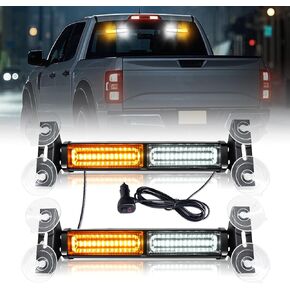 2 in 1 Emergency Strobe Traffic Advisor Light Bar, LED Safety Warning Front/Rear Windshield Dash Lights Flashing Hazard Strobe Emergency Light for Truck Vehicles(13.39 Inch Amber/Green)