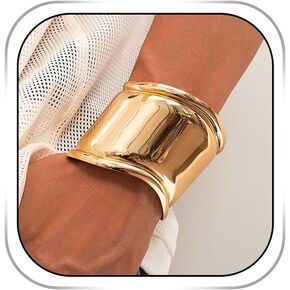 Wide Gold Cuff Bracelets for Women Men Chunky Gold Bracelet Cuff Trendy Gold Bangle Bracelets for Holiday Prom