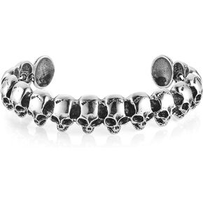 HZMAN Skull Bracelet for Men Gothic Punk Stainless Steel Red Eye Skull Cuff Bracelet Heavy Metal Biker Bracelet Jewelry