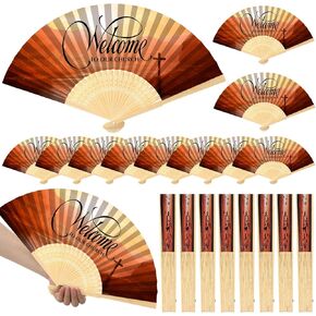 Geelin 50 PCS زائر الكنيسة ترحيب هدايا الكنيسة مشجعي كنيسة محمولة محفوظات مراوح الخيزران الدينية بالجملة مسيحية مروحة اليد المطوية للزوار لوازم الخدمات عيد الأب