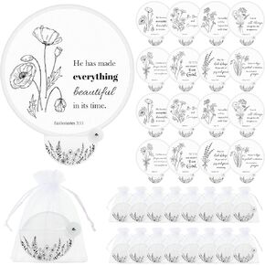Geelin 32 Pcs Church Folding Fans Handheld Christian Bible Themed Gifts Hand Fans with Organza Bags Religious Gifts Suitable for Women Friends, Theme Party Decorations Supply