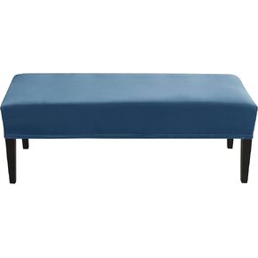 OBCREAT Dining Bench Cover Stretch Velvet Bench Slipcovers Removable Anti-Dust Bench Seat Cushion Covers Upholstered Dining Chair Cover Bench Protector for Living Room Bedroom (White)
