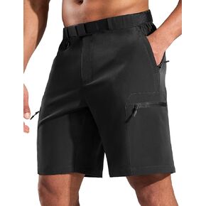 Haimont Men's Quick Dry Hiking Cargo Shorts 9in Lightweight Water Repellent UPF50 Travel Camping Shorts 5 Zipper Pockets