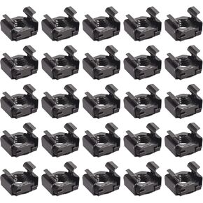 METALLIXITY Cage Nuts (M5x13mm) 50Pcs, Carbon Steel Zinc Plated Rack Mount Square Hole Hardware Cages - for Server Rack Cabinet Shelve, Black in Kuwait