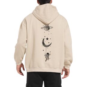 Mens Moon Graphic Oversized Hoodies Planet Hooded Sweatshirt Astronaut Print Sweatshirts Aesthetic Hoodie For Men