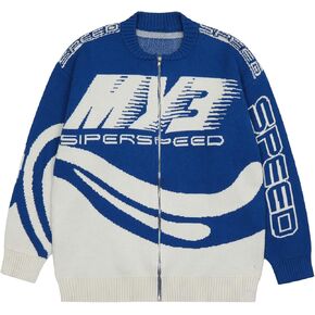 Aelfric Eden Speed Racing Cardigan Sweater Zip Up Vintage Oversized Knit Cardigans