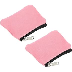 PATIKIL 3" x 5" Coin Purse Pouch, 2 Pack Change Purses Small Organizer Bags with Zipper Canvas for Home, Yellow Green