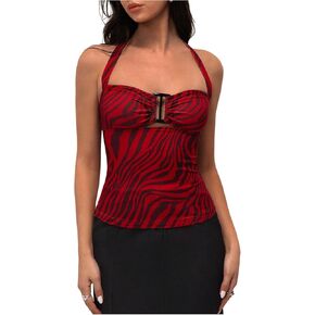 Milumia Women's Halter Top Ribbed Backless Ring Decor Knit Summer Going Out Tube Tops