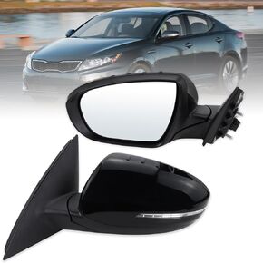 Right Passenger Side Mirror Compatible With 2011 2012 2013 Kia Optima With Manual Folding Power Glass Turn Signal White Replace#876202T110(5Pins)