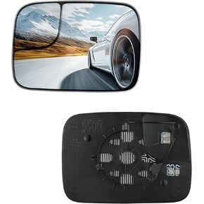 Driver Left Side Heated Mirror Glass 5161011AA Compatible With Dodge Ram 1500 2500 3500 Mirrors 2005 2006 2007 2008, Driver Left Side Rear View Mirror Flat Glass with Backing Plate