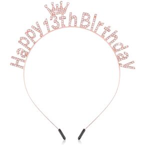 SuPoo 13th Birthday Decorations for Girls - Gold Happy 13th Birthday Crown Headband & Tiara for Teenager 13 Year Old Girl Party Accessories