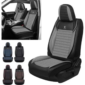 Car Seat Cover for Honda Civic 2003-2025 Full Coverage Nappa Leather Car Seat Protector, Fashion Anti-Slip Waterproof Breathable Easy to Install, Auto Interior Accessories(Full Set,Black&Gray)