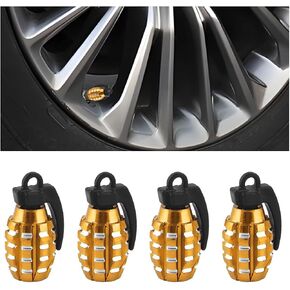 4PCS Car Tire Valve Stem Cap, Waterproof Dustproof Vehicle Wheel Stem Cover, Aluminum Alloy Automotive Tyre Air Pressure Dust Caps Decorative Accessories, Universal Fit (Titanium Gray)