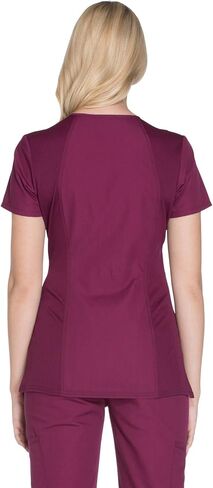 V-Neck Womens Scrubs Top Workwear Originals with Rib-Knit Back Panels WW645, M, Black in Kuwait