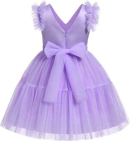 IDOPIP Toddler Baby Girls Butterfly Tutu Dress Ruffle Tulle Kids Princess Flower Girl Wedding Pageant Birthday Party Dresses in Saudi Arabia