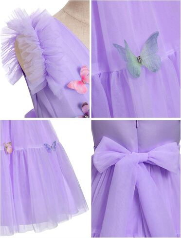 IDOPIP Toddler Baby Girls Butterfly Tutu Dress Ruffle Tulle Kids Princess Flower Girl Wedding Pageant Birthday Party Dresses in Saudi Arabia