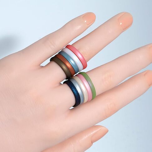 10/6/4 Packs Engagement Rings Women, Thin and Stackable Rings Silicone Women Wedding Bands，Rubber Promise Rings for Gift, Anniversary Ring for Work Out- 2.5mm Width - 1.8mm Thick in Saudi Arabia