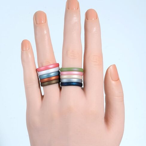 10/6/4 Packs Engagement Rings Women, Thin and Stackable Rings Silicone Women Wedding Bands，Rubber Promise Rings for Gift, Anniversary Ring for Work Out- 2.5mm Width - 1.8mm Thick in Saudi Arabia
