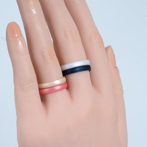 10/6/4 Packs Engagement Rings Women, Thin and Stackable Rings Silicone Women Wedding Bands，Rubber Promise Rings for Gift, Anniversary Ring for Work Out- 2.5mm Width - 1.8mm Thick in Saudi Arabia