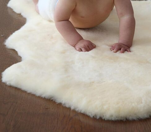 WaySoft Baby Sheepskin Rug in a Gift Bag, 100% Genuine New Zealand Soft Fur Rug, Hypoallergenic and Oeko-Tex Standard 100 Certified Nursery Fluffy Rug, 2ft x 3ft in Saudi Arabia