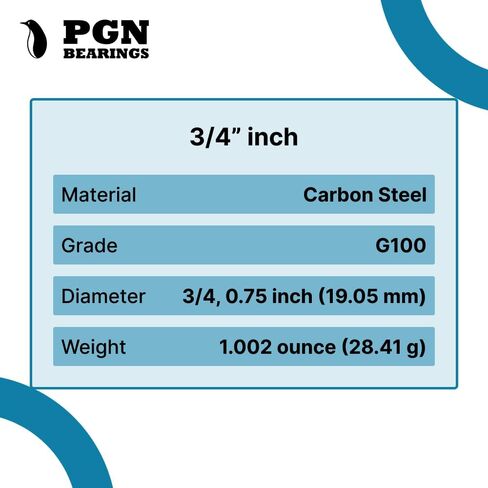 (100 قطعة) PGN - كرات تحمل فولاذية دقيقة مقاس 3/4 بوصة (0.75 بوصة) G25 in Saudi Arabia