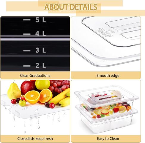Zhehao 2 Pack Full Size PET Food Pans Set 4'' Deep Clear Hotel Pans with Lids and Food Pan Drain Shelf Food Storage Containers for Kitchen Fruit Vegetable Restaurant Supplies, 20.87 x 12.8 Inches in Saudi Arabia