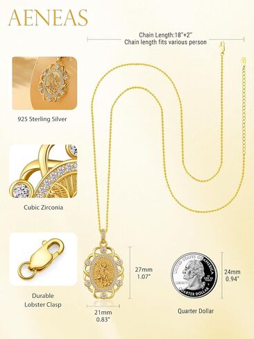 AENEAS Patron Saint Necklace 925 Sterling Silver Patron St Medals Amulet Pendant Protection Jewelry for Women in Saudi Arabia