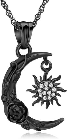 shajwo Cremation Jewelry Crescent Moon and Sun Rose Urn Necklaces for Ashes for Women Men Memorial Human Ashes Pendant in Saudi Arabia