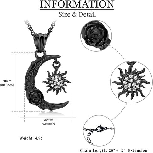 shajwo Cremation Jewelry Crescent Moon and Sun Rose Urn Necklaces for Ashes for Women Men Memorial Human Ashes Pendant in Saudi Arabia
