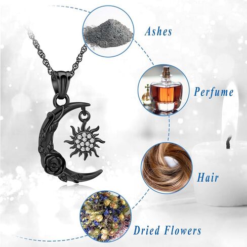 shajwo Cremation Jewelry Crescent Moon and Sun Rose Urn Necklaces for Ashes for Women Men Memorial Human Ashes Pendant in Saudi Arabia