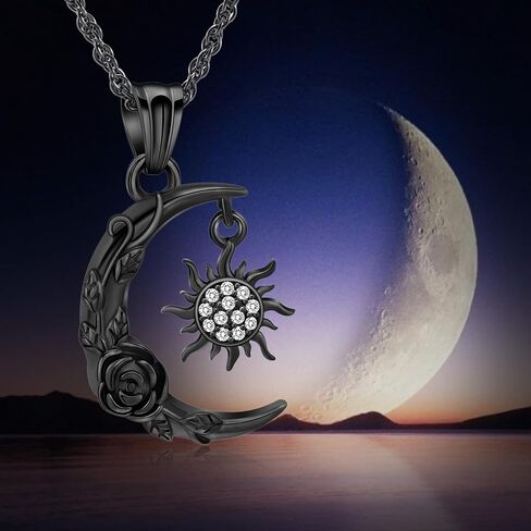 shajwo Cremation Jewelry Crescent Moon and Sun Rose Urn Necklaces for Ashes for Women Men Memorial Human Ashes Pendant in Saudi Arabia