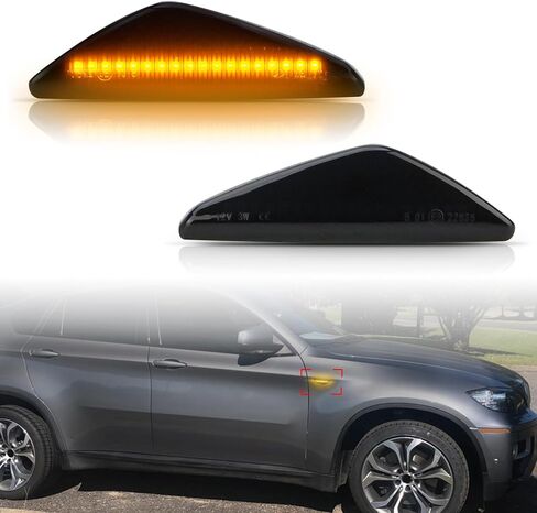 Bestview LED Front Fender Side Marker Lights Compatible with BMW E70 X5 E71 X6 F25 X3 2007-2015, Driver & Passenger Side, White Lamp Smoked Lens in Saudi Arabia